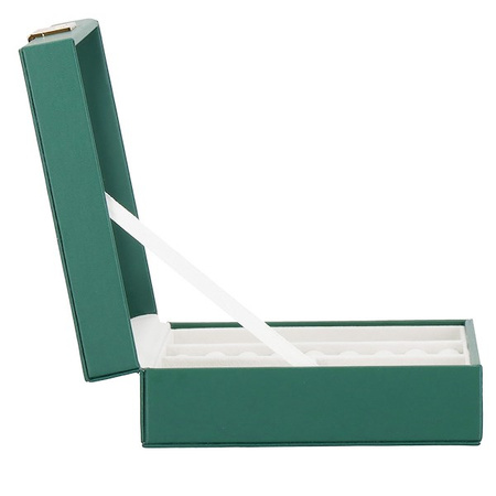 Kufer, szkatułka na biżuterię 23,5x14x5,5 cm zielony organizer z przegródkami ekoskóra