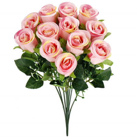 Bukiet sztucznych róż 12 kwiatów dekoracyjne różowe