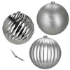 Duże bombki choinkowe 3 szt. ozdoby świąteczne 20,5 cm brokat srebrne
