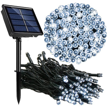 Lampki choinkowe 100 Led 12 m zimny biały oświetlenie świąteczne solarne