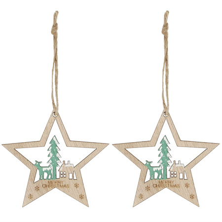 Zawieszki choinkowe 6 sztuk drewniane ozdoby świateczne