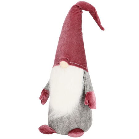 Skrzat 55cm ozdoba świąteczna, krasnal świąteczny, gnom welur brudny róż