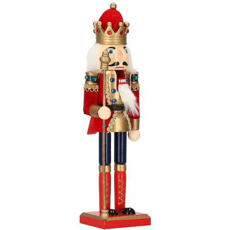 Dziadek do orzechów 31 cm z berłem, drewniany żołnierzyk multikolor, figurka świąteczna