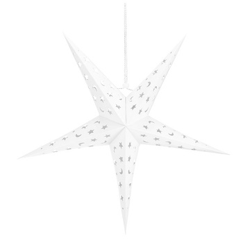 Gwiazda świąteczna papierowa 3D 25 cm zawieszka choinkowa biała
