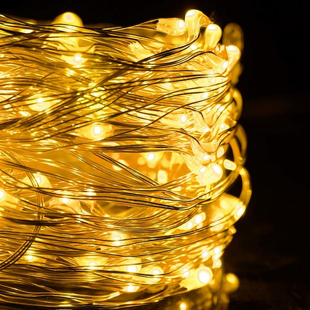 Lampki choinkowe 100 LED druciki mikro na prąd białe ciepłe