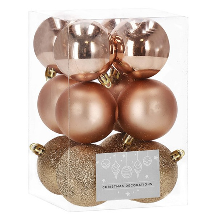 Bombki choinkowe 6 cm różowe złoto 12 szt.