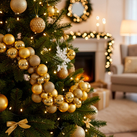 Girlanda świateczna z 130 szt. bombek, łańcuch choinkowy 160 cm, złote