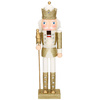 Dziadek do orzechów 38 cm z berłem, drewniany żołnierzyk złoty, figurka świąteczna