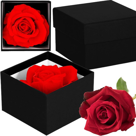 Wieczna róża sztuczny kwiat z pudełkiem prezentowym czerwona