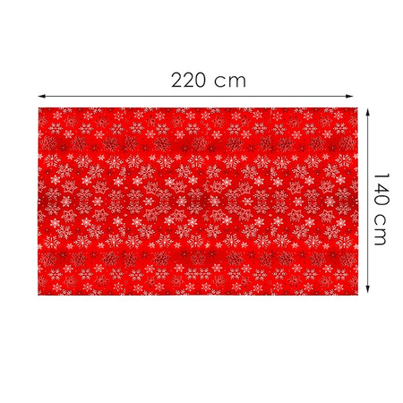 Bieżnik na stół 140 x 220 cm obrus świąteczny ze śnieżynkami czerwony