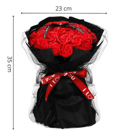 Mydlany bukiet róż 32 szt. kwiaty do kąpieli czerwone