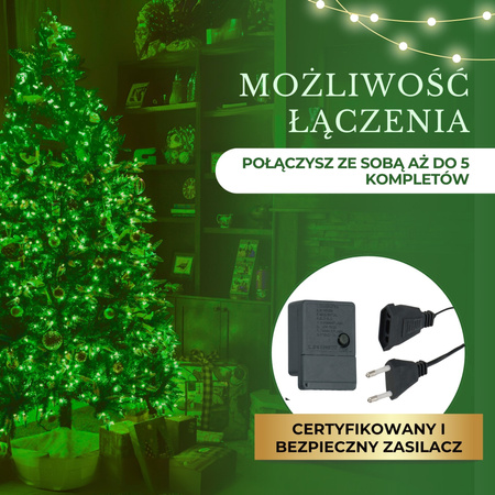 Lampki choinkowe 200 Led zielony 15,5 m oświetlenie świąteczne