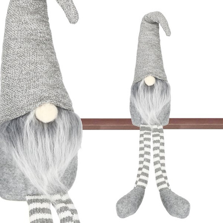 Skrzat 50cm ozdoba świąteczna, krasnal świąteczny, gnom siedzący szary