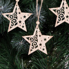 Ozdoba choinkowa 7cm drewniana, świąteczna zawieszka gwiazdy zestaw 6 szt.