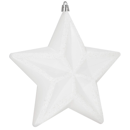 Bombka choinkowa, dekoracja świąteczna do stroika, gwiazda 15 cm nietłukąca, biała
