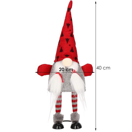 Para skrzatów świątecznych 40 cm krasnale, gnomy czerwono-szare