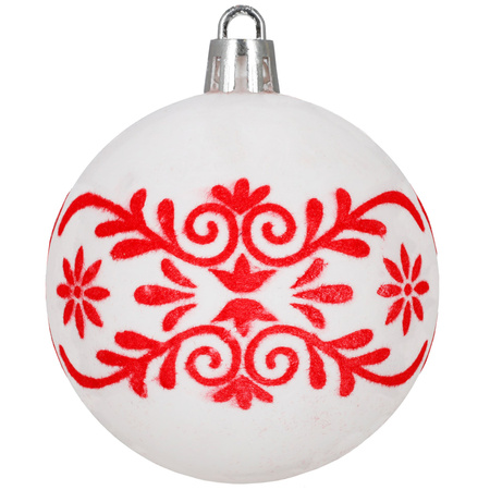 Dekoracje choinkowe, bombki matowe 12 szt. 7 cm ozdoby świąteczne z wzorami, białe