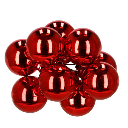 Bombki choinkowe 54 szt. na drucikach ozdoby choinkowe brokatowe matowe czerwone