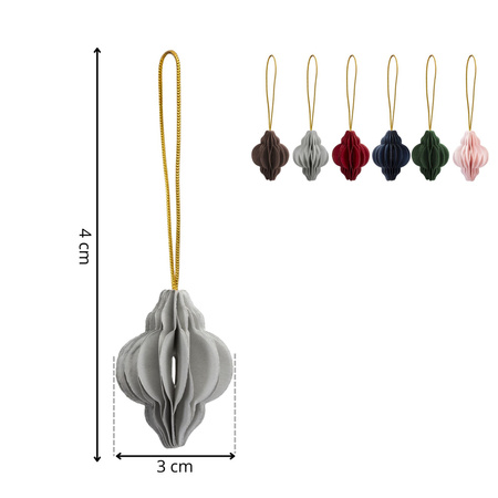 Bombki z papieru 6 szt. ozdoby choinkowe zawieszki świąteczne 4 cm rozkładane kolorowe
