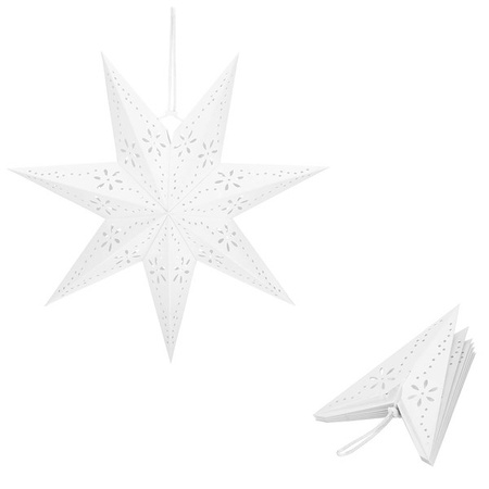 Gwiazda świąteczna papierowa zawieszka choinkowa biała