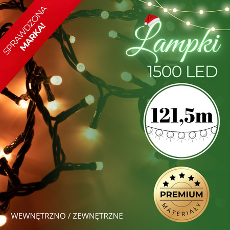 Lampki choinkowe 1500 Led biały ciepły 121,5 m oświetlenie świąteczne IP44