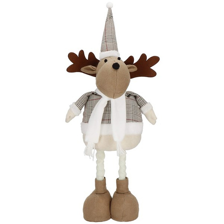 Renifer 50-67cm ozdoba świąteczna, krasnal świąteczny, gnom na teleskopowych nóżkach brązowy