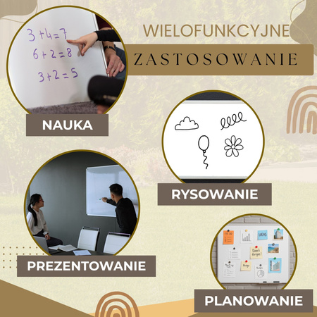 Tablica suchościeralna magnetyczna biała 60x45 cm