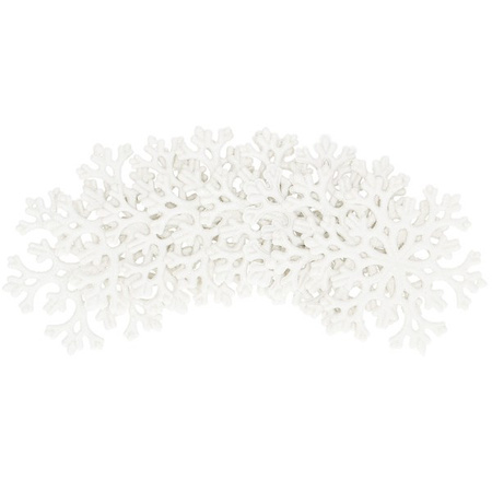 Zawieszki świateczne 8 szt. śnieżynki brokatowe 8 cm białe