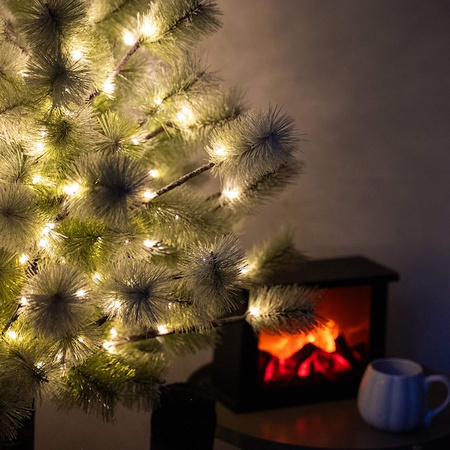 Sztuczne drzewko na pniu z oświetleniem LED 150 cm choinka świąteczna, ośnieżona