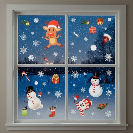 Naklejki świąteczne, dekoracje na okno 30 szt. ozdoby okienne, samoprzylepne, białe, multikolor