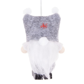 Krasnal 8cm ozdoba świąteczna, skrzat świąteczny, gnom szary