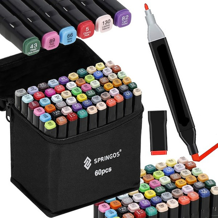 Markery alkoholowe 60 szt. dwustronne pisaki flamastry