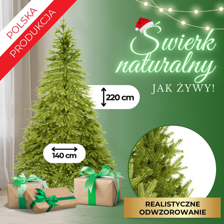 Choinka sztuczna 220 cm premium świerk PE choinka jak żywa