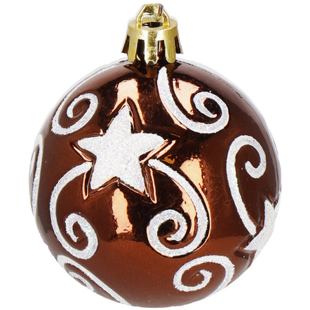 Bombki choinkowe 101 szt. ozdoby świąteczne zestaw z gwiazdą brązowe, rose gold