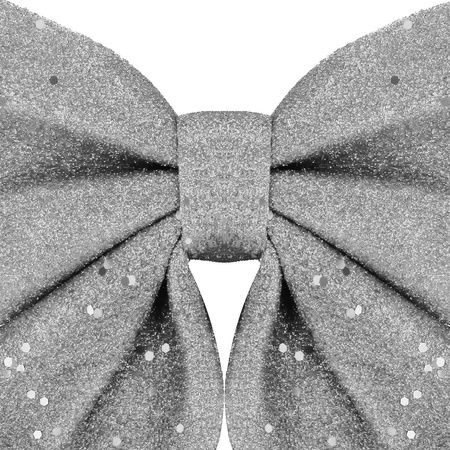 Kokardka świąteczna na choinkę brokatowa zawieszka choinkowa srebrna