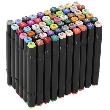 Markery alkoholowe 60 szt. dwustronne pisaki flamastry