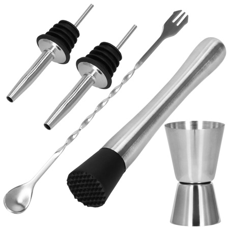 Zestaw barmański 6 elementów do drinków shaker 550 ml stal nierdzewna srebrny