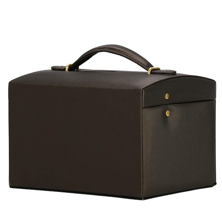 Kuferek, szkatułka na biżuterię 17,5x14x12,5 cm brązowy z szufladami i lusterkiem