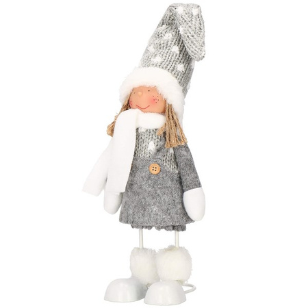Laleczka 37 cm ozdoba świąteczna, figurka świąteczna, gnom szary