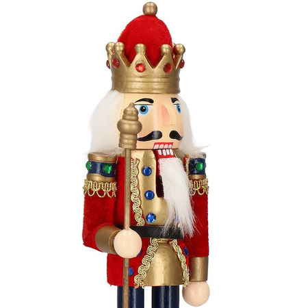 Dziadek do orzechów 31 cm z berłem, drewniany żołnierzyk multikolor, figurka świąteczna