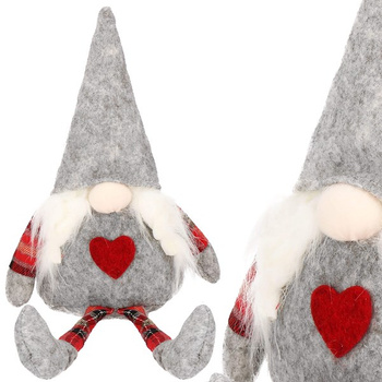 Pani skrzat 48 cm krasnal świąteczny, gnom ze zwisającymi nóżkami szary