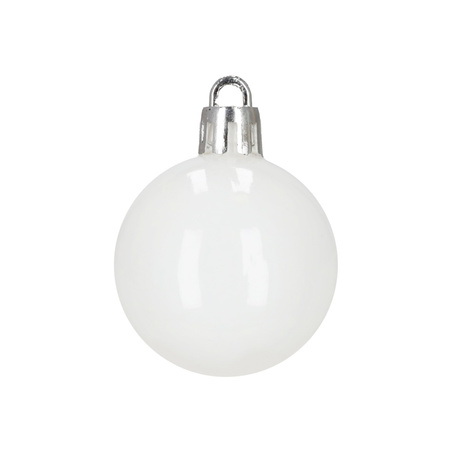 Bombki choinkowe 40 szt. komplet dekoracje świąteczne zawieszki nietłukące, białe