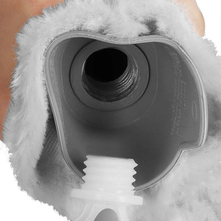 Ogrzewacz, termofor z osłoną duży do rąk z futrzanym pokrowcem 2L szary