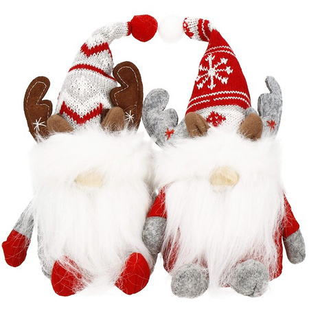 Skrzaty 27 cm ozdoba świąteczna 2 szt. renifer krasnal świąteczny, gnom