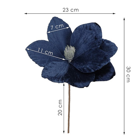 Magnolia sztuczny kwiat gałązka granatowy
