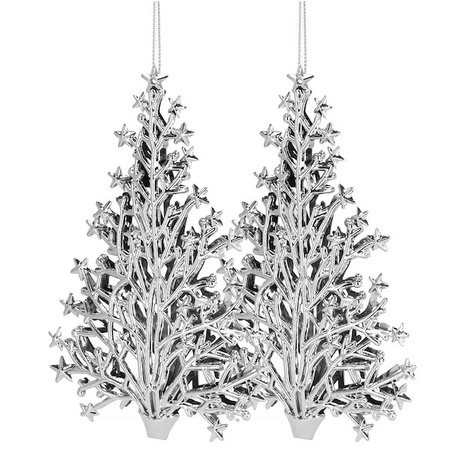 Zawieszki choinkowe 2 szt. choinka ozdoba świąteczna srebrna