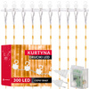 Kurtyna świetlna 300 led girlanda, lampki wewnętrzno-zewnętrzne sople biały ciepły + flash