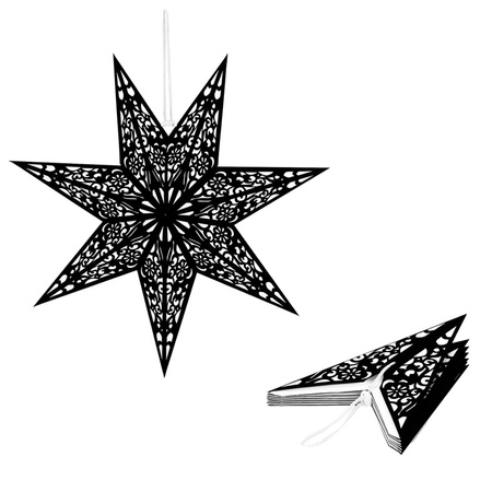 Gwiazda świąteczna papierowa czarna i lampki choinkowe 10 led ciepły biały