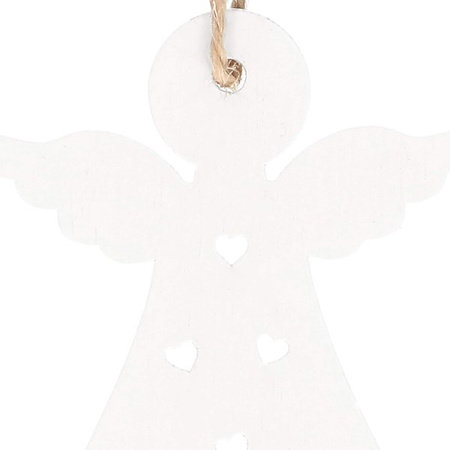 Zawieszka choinkowa 7cm drewniana, ozdoby świąteczne aniołki zestaw 6 szt.