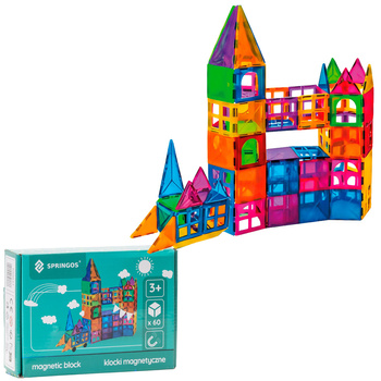Klocki magnetyczne zestaw 60 szt. klocki konstrukcyjne, zabawka edukacyjna dla dzieci, kolorowe